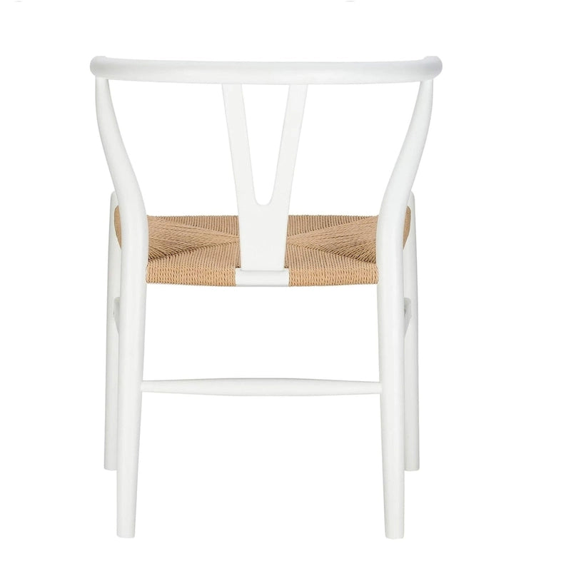 Chaise de salle à manger tressée en bois massif noir / blanc / naturel, lot de 4
