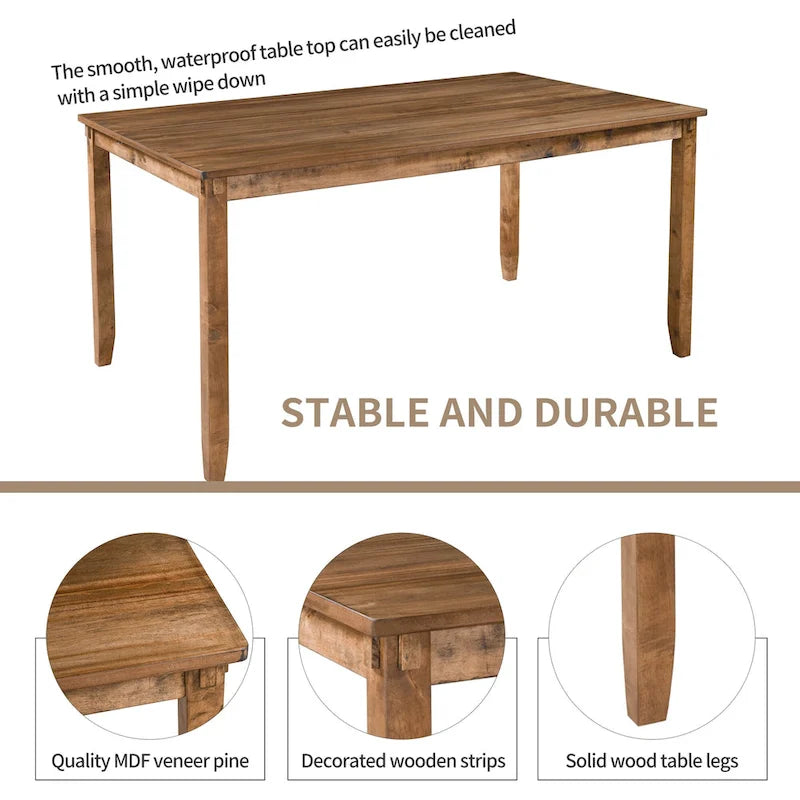 Ensemble de salle à manger rectangulaire avec 4 chaises et un banc pour 6 personnes, couleur expresso / gris / cerisier naturel