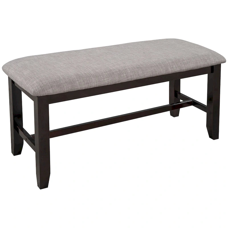 Ensemble de salle à manger rectangulaire avec 4 chaises et un banc pour 6 personnes, couleur expresso / gris / cerisier naturel