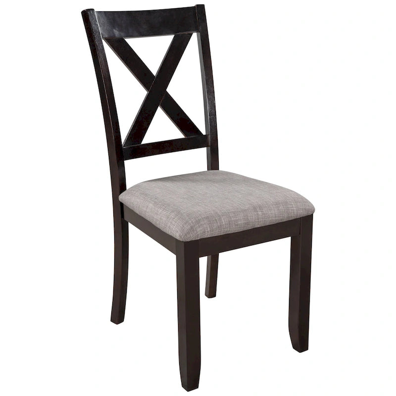 Ensemble de salle à manger rectangulaire avec 4 chaises et un banc pour 6 personnes, couleur expresso / gris / cerisier naturel