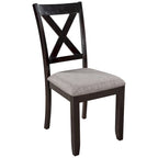Ensemble de salle à manger rectangulaire avec 4 chaises et un banc pour 6 personnes, couleur expresso / gris / cerisier naturel