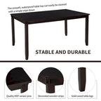 Ensemble de salle à manger rectangulaire avec 4 chaises et un banc pour 6 personnes, couleur expresso / gris / cerisier naturel