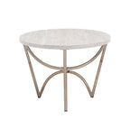 Table basse en faux marbre blanc et or champagne – Lot de 1 ou 2 pièces