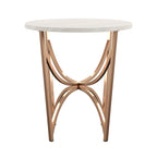 Table basse en faux marbre blanc et or champagne – Lot de 1 ou 2 pièces