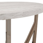 Table basse en faux marbre blanc et or champagne – Lot de 1 ou 2 pièces