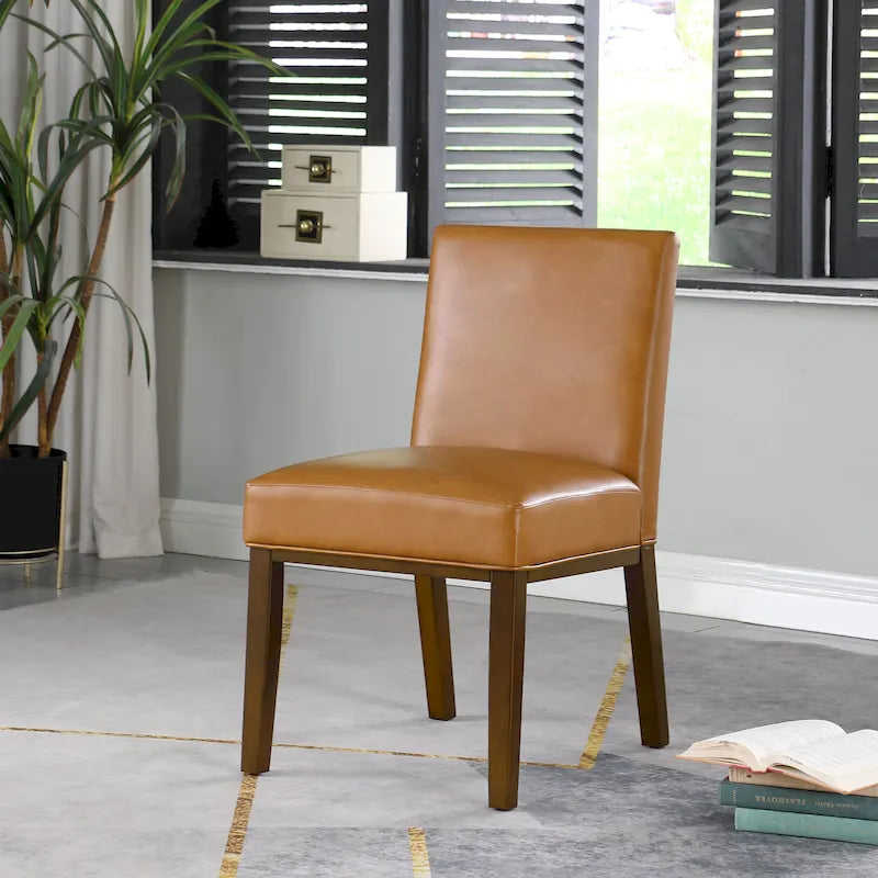 Chaise de salle à manger chameau/blanc/gris – Siège unique