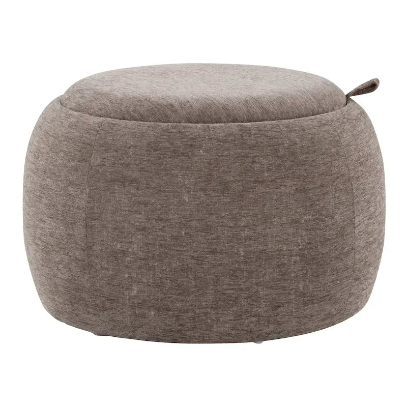 Pouffe de rangement en velours/tissu avec plateau en bois naturel, 1 place