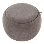 Ottoman de rangement en velours / tissu avec plateau en bois naturel, 1 personne