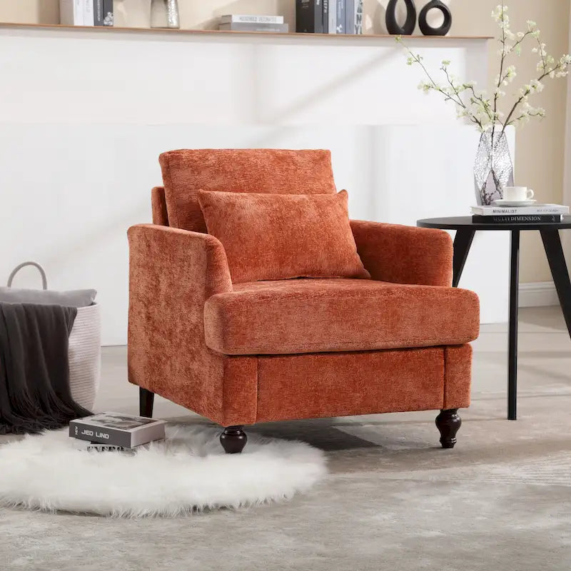 Fauteuil d'appoint Boucle orange/gris/beige/vert/bordeaux/noir, une place, cadre en bois