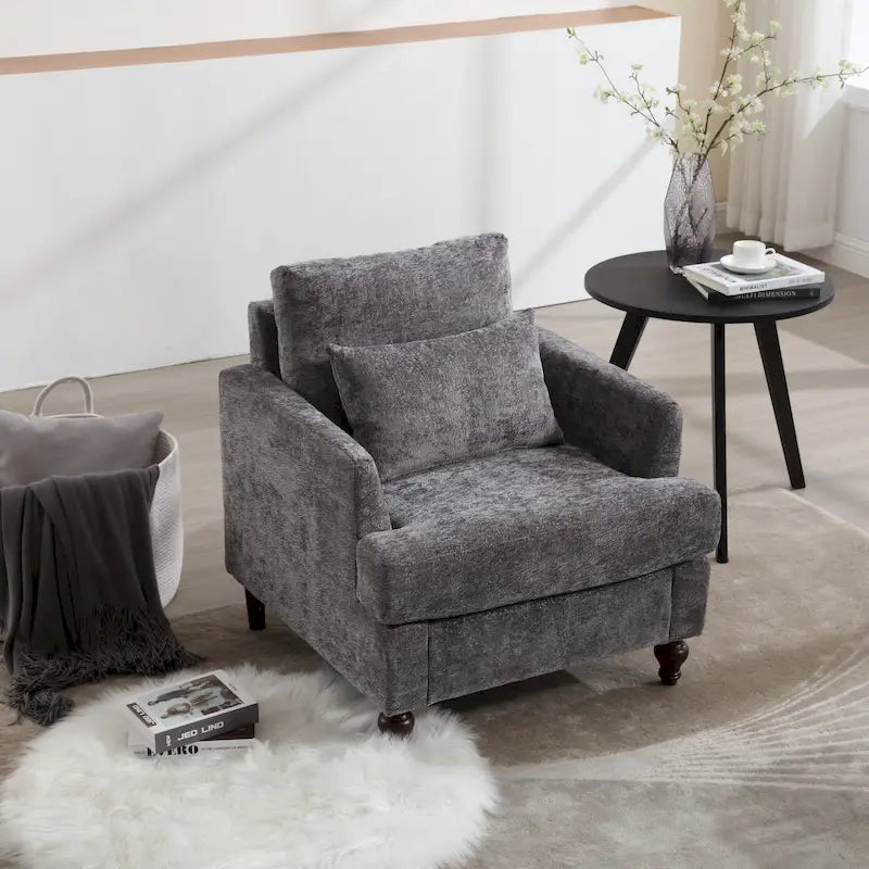 Fauteuil d'appoint Boucle orange/gris/beige/vert/bordeaux/noir, une place, cadre en bois