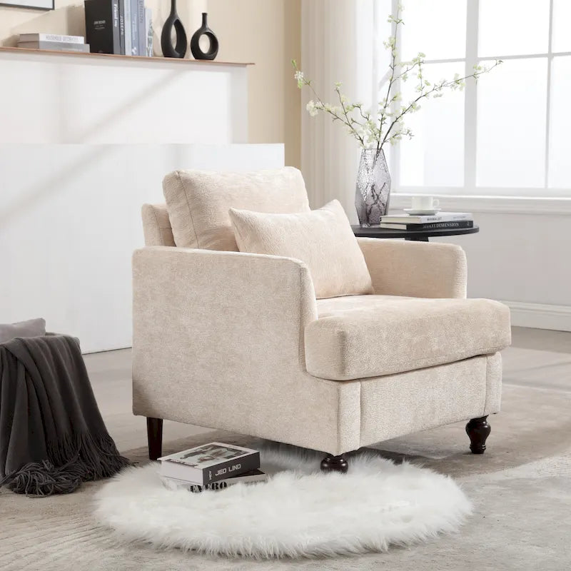 Fauteuil d'appoint Boucle orange/gris/beige/vert/bordeaux/noir, une place, cadre en bois