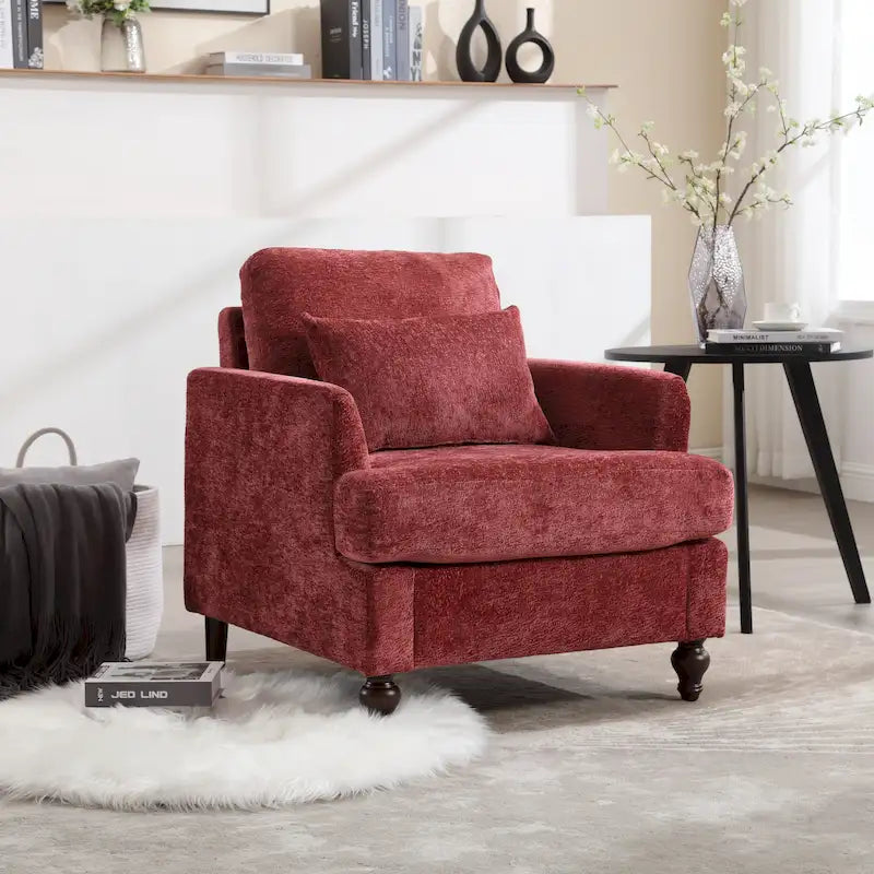 Fauteuil d'appoint Boucle orange/gris/beige/vert/bordeaux/noir, une place, cadre en bois