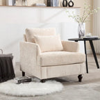 Fauteuil accent en tissu bouclé Orange / Gris / Beige / Vert / Bordeaux / Noir, une place, cadre en bois
