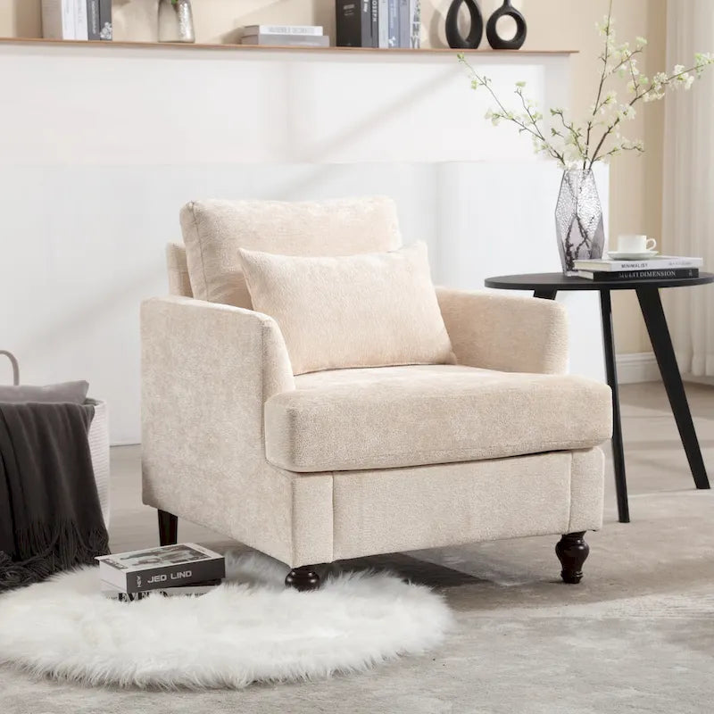 Fauteuil d'appoint Boucle orange/gris/beige/vert/bordeaux/noir, une place, cadre en bois