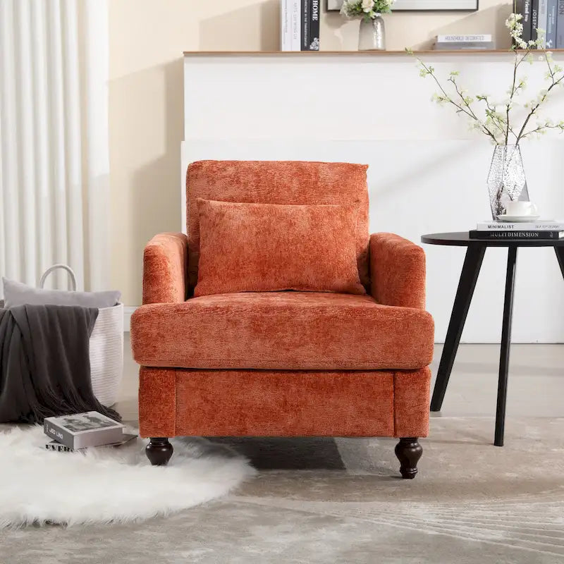 Fauteuil d'appoint Boucle orange/gris/beige/vert/bordeaux/noir, une place, cadre en bois