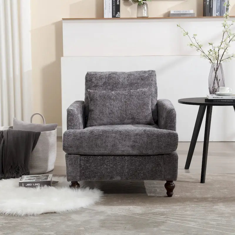 Fauteuil accent en tissu bouclé Orange / Gris / Beige / Vert / Bordeaux / Noir, une place, cadre en bois