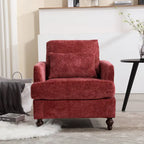 Fauteuil accent en tissu bouclé Orange / Gris / Beige / Vert / Bordeaux / Noir, une place, cadre en bois