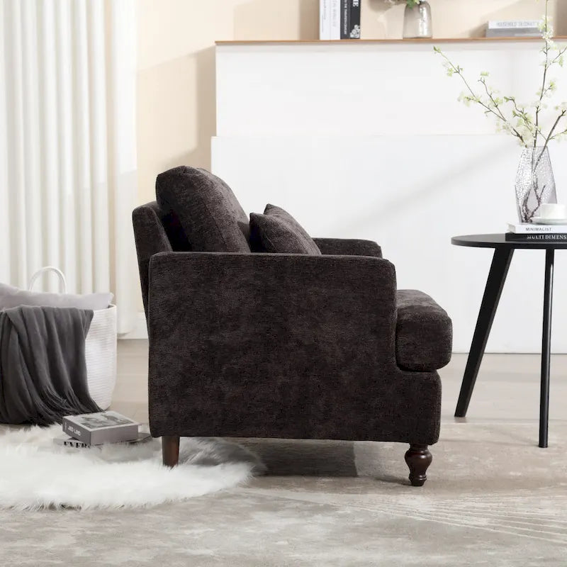 Fauteuil accent en tissu bouclé Orange / Gris / Beige / Vert / Bordeaux / Noir, une place, cadre en bois