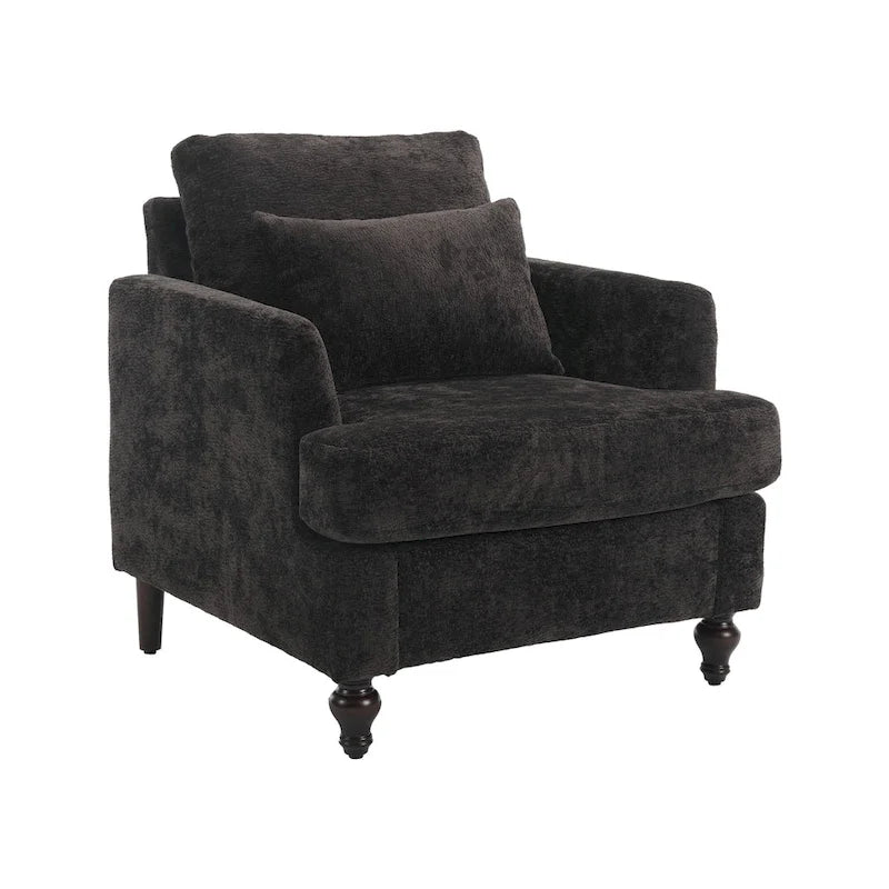 Fauteuil accent en tissu bouclé Orange / Gris / Beige / Vert / Bordeaux / Noir, une place, cadre en bois