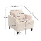Fauteuil accent en tissu bouclé Orange / Gris / Beige / Vert / Bordeaux / Noir, une place, cadre en bois