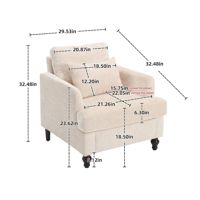 Fauteuil accent en tissu bouclé Orange / Gris / Beige / Vert / Bordeaux / Noir, une place, cadre en bois
