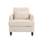 Fauteuil accent en tissu bouclé Orange / Gris / Beige / Vert / Bordeaux / Noir, une place, cadre en bois