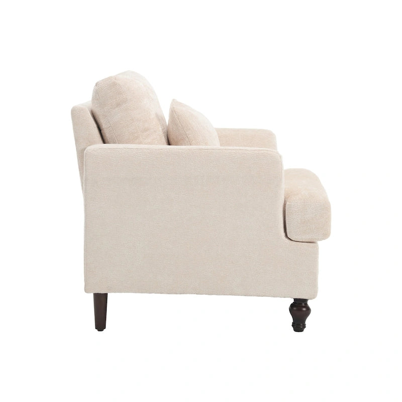 Fauteuil accent en tissu bouclé Orange / Gris / Beige / Vert / Bordeaux / Noir, une place, cadre en bois
