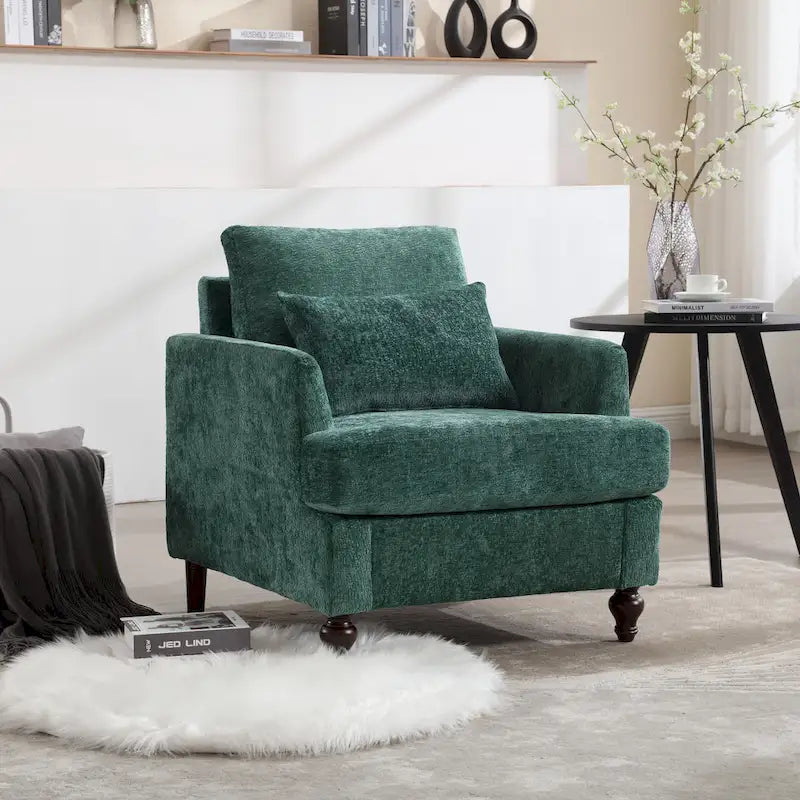 Fauteuil accent en tissu bouclé Orange / Gris / Beige / Vert / Bordeaux / Noir, une place, cadre en bois