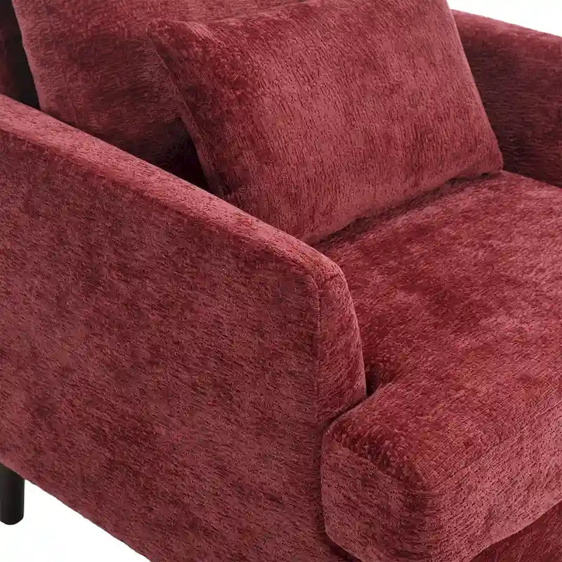 Fauteuil accent en tissu bouclé Orange / Gris / Beige / Vert / Bordeaux / Noir, une place, cadre en bois