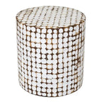 Table d'appoint ronde en mosaïque de coquilles de noix de coco blanches/vertes/brunes, 1 personne