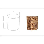 Table d'appoint ronde en mosaïque de coquilles de noix de coco blanches/vertes/brunes, 1 personne