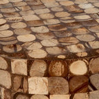 Table d'appoint ronde en mosaïque de coquilles de noix de coco blanches/vertes/brunes, 1 personne