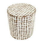Table d'appoint ronde en mosaïque de coquilles de noix de coco blanches/vertes/brunes, 1 personne