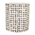 Table d'appoint ronde en mosaïque de coquilles de noix de coco blanches/vertes/brunes, 1 personne