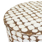 Table d'appoint ronde en mosaïque de coquilles de noix de coco blanches/vertes/brunes, 1 personne
