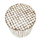 Table d'appoint ronde en mosaïque de coquilles de noix de coco blanches/vertes/brunes, 1 personne