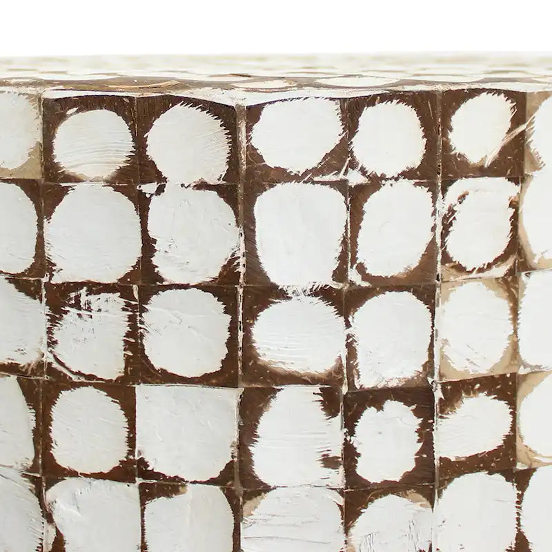 Table d'appoint ronde en mosaïque de coquilles de noix de coco blanches/vertes/brunes, 1 personne