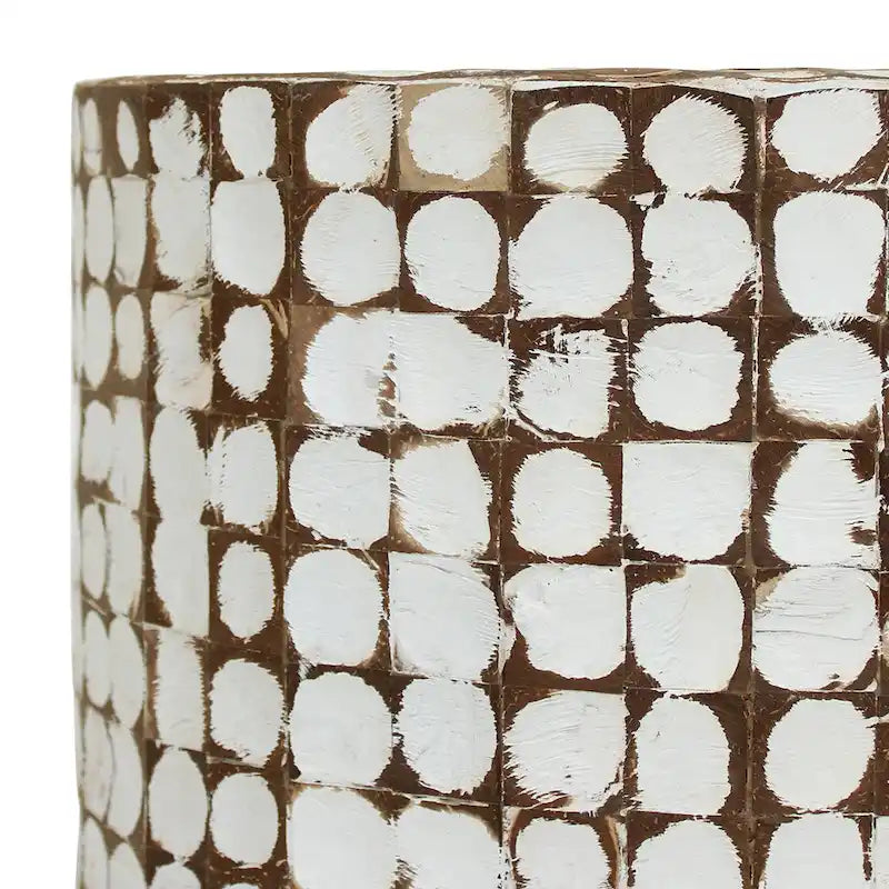 Table d'appoint ronde en mosaïque de coquilles de noix de coco blanches/vertes/brunes, 1 personne