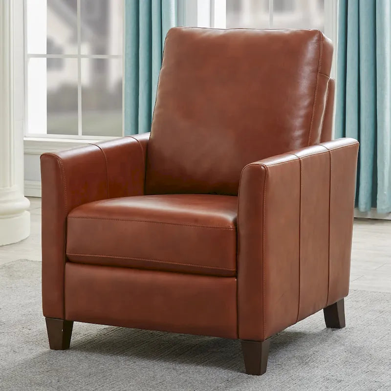 Fauteuil inclinable manuel en similicuir caramel/bleu nuit, une place