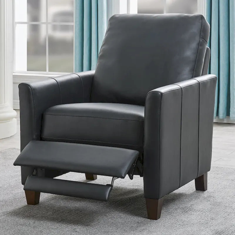 Fauteuil inclinable manuel en similicuir caramel/bleu nuit, une place