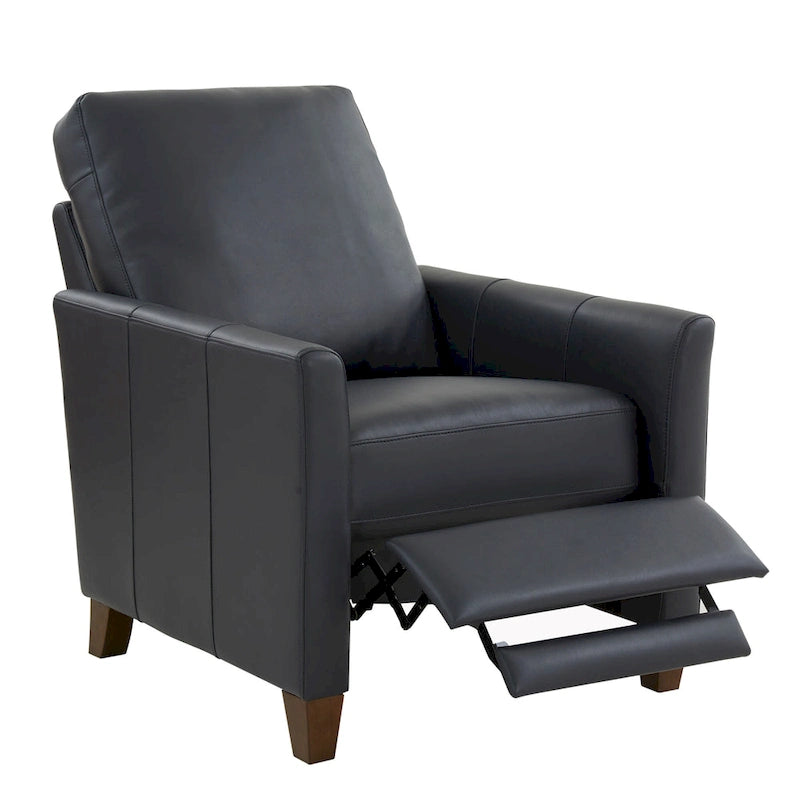 Fauteuil inclinable manuel en similicuir caramel / bleu nuit, une place