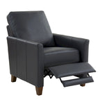 Fauteuil inclinable manuel en similicuir caramel / bleu nuit, une place