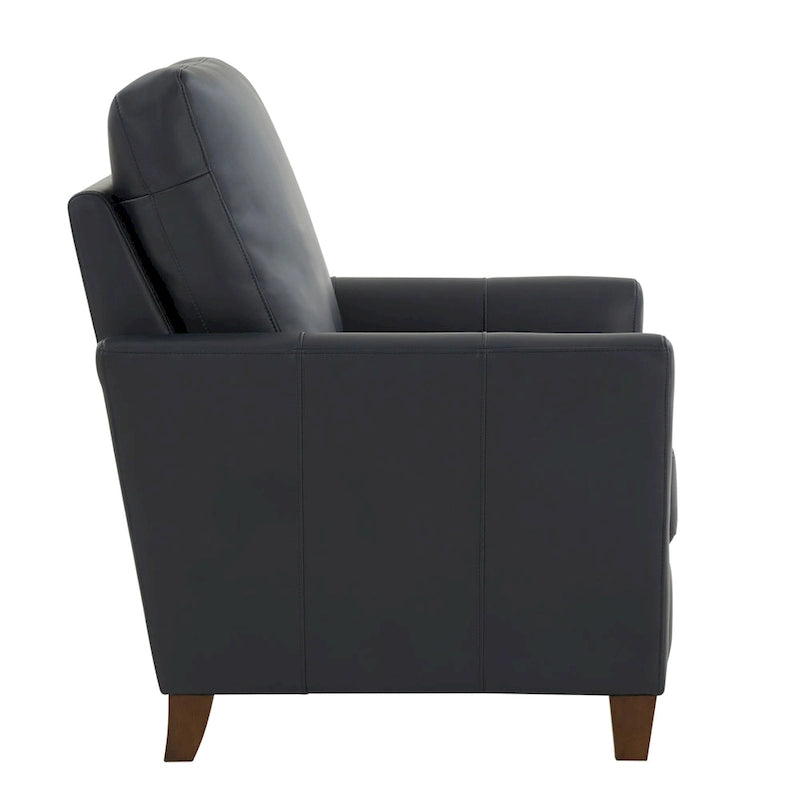 Fauteuil inclinable manuel en similicuir caramel / bleu nuit, une place