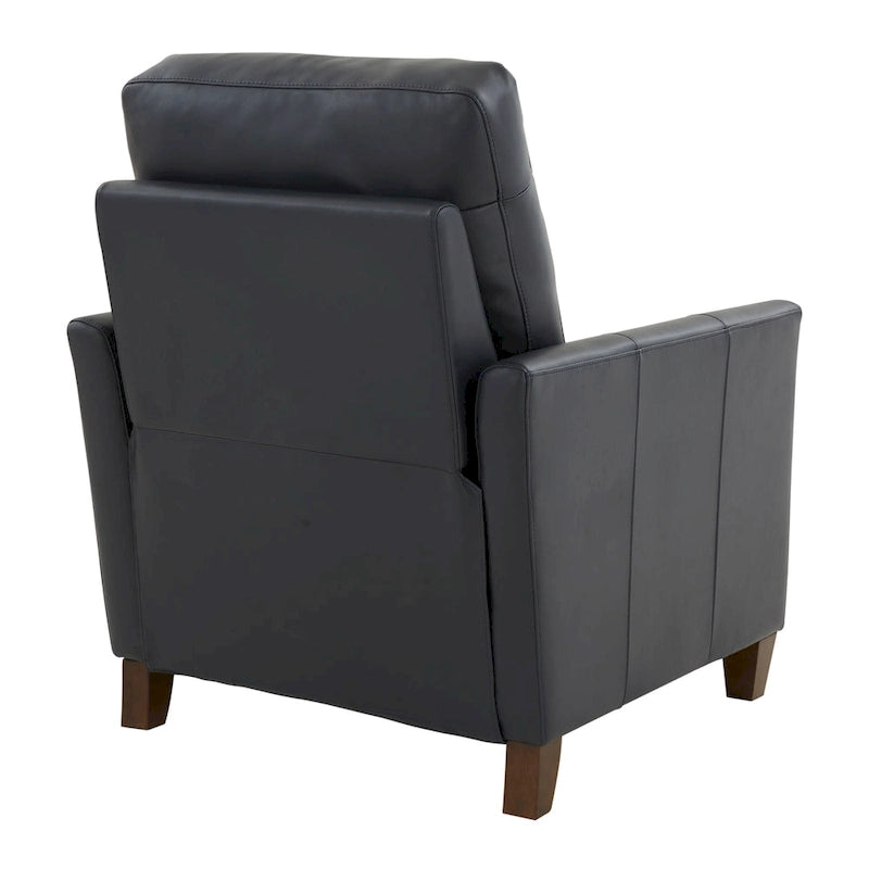 Fauteuil inclinable manuel en similicuir caramel / bleu nuit, une place