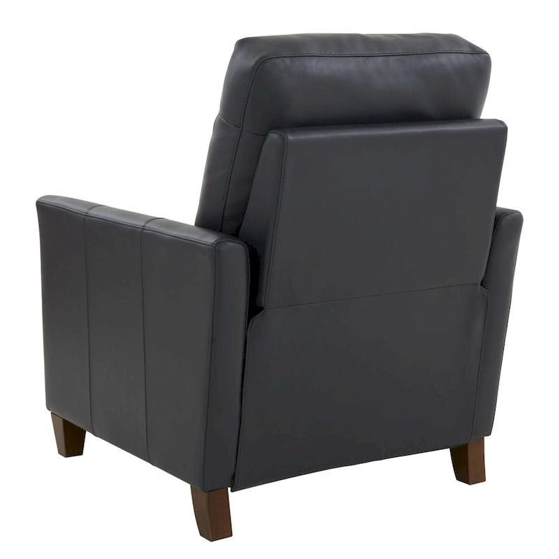 Fauteuil inclinable manuel en similicuir caramel / bleu nuit, une place