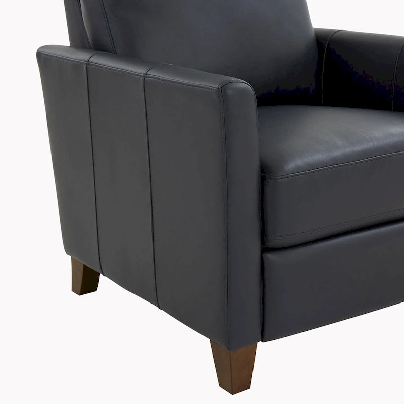 Fauteuil inclinable manuel en similicuir caramel / bleu nuit, une place