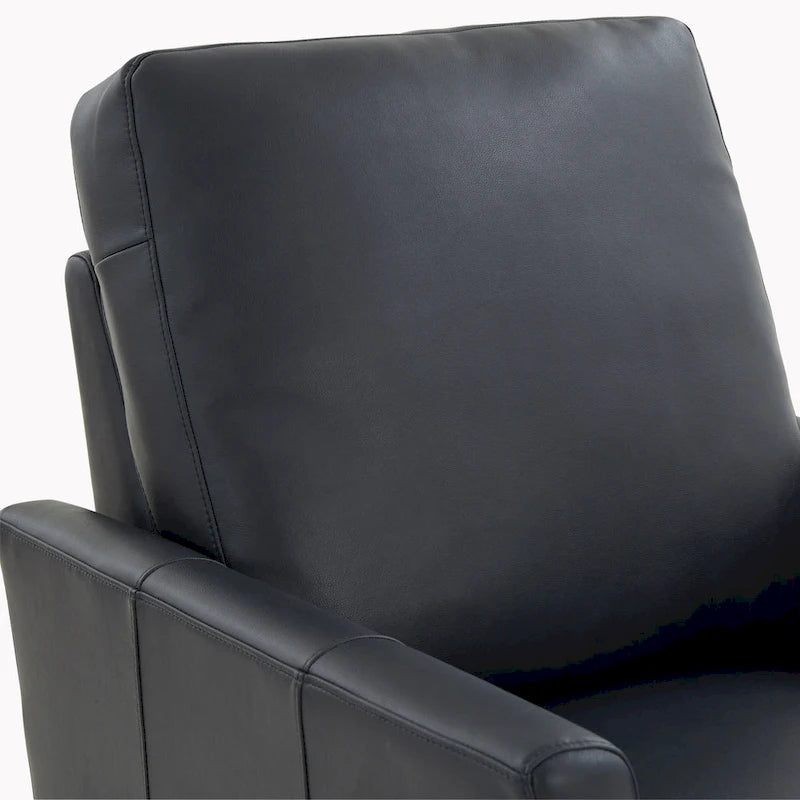 Fauteuil inclinable manuel en similicuir caramel / bleu nuit, une place