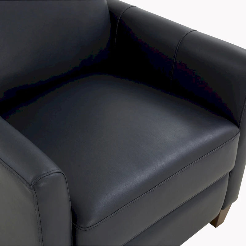 Fauteuil inclinable manuel en similicuir caramel / bleu nuit, une place