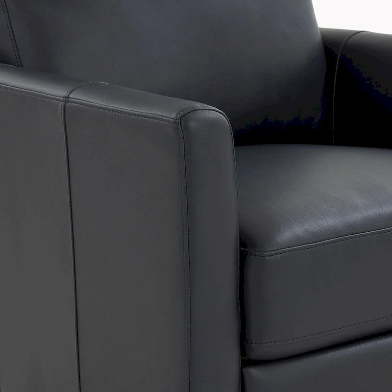 Fauteuil inclinable manuel en similicuir caramel / bleu nuit, une place