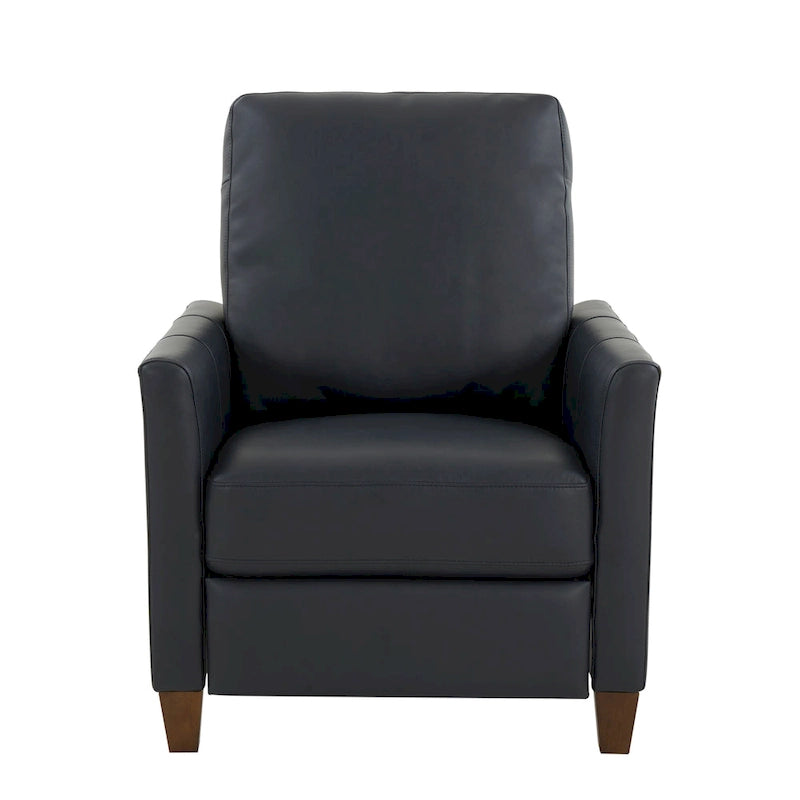 Fauteuil inclinable manuel en similicuir caramel / bleu nuit, une place